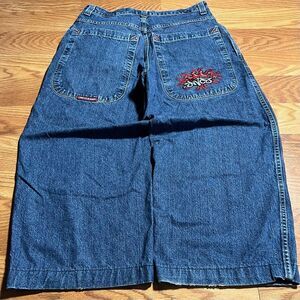 Vintage JNCO Embroidered Baggy Wideleg Skater Jeans 34x30(Hemmed)